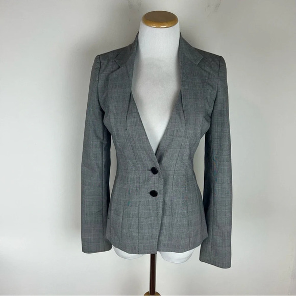 Reiss Plaid Blazer Jacket Gray Size 2 - Picture 1 of 6